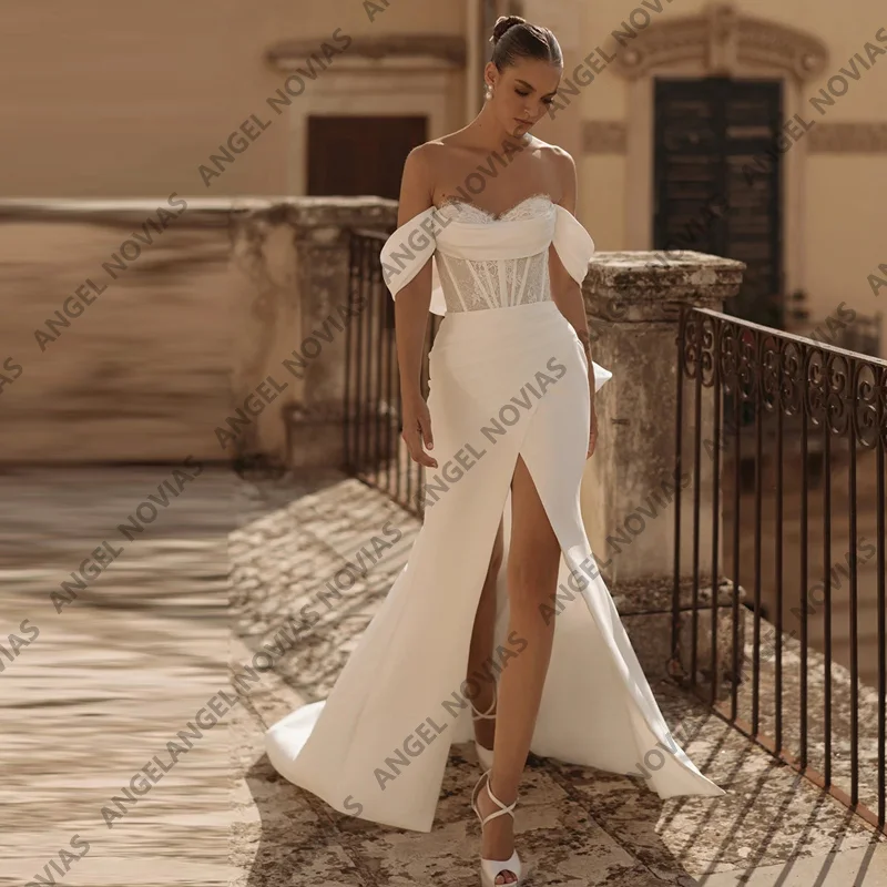 Off the Shoulder Elegant Mermaid Wedding Dress Delicate Lace Appliques Lace Up Corset Wedding Gown Vestidos De Novia